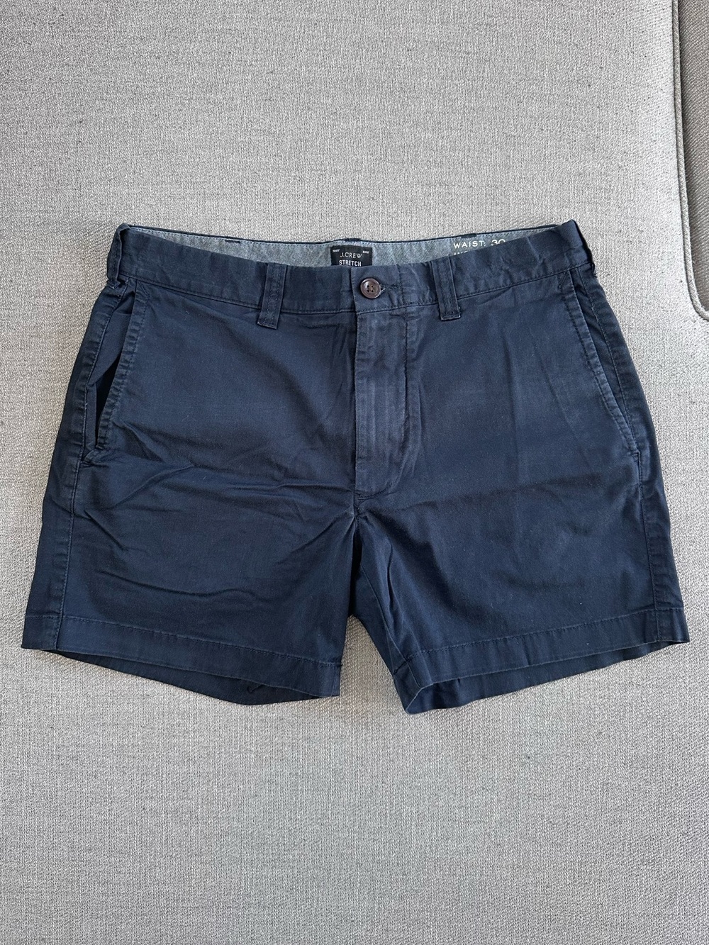 J. Crew Navy Flat-Front Cotton Chino Shorts